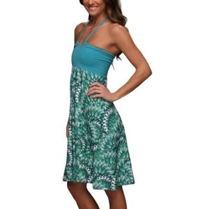 Prana Solana Convertible Dress - L - Teal blue green halter